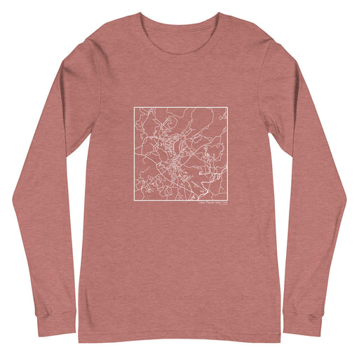 Lake Placid New York  Map Unisex Long-Sleeve T-shirt with City inscription in Heather Mauve