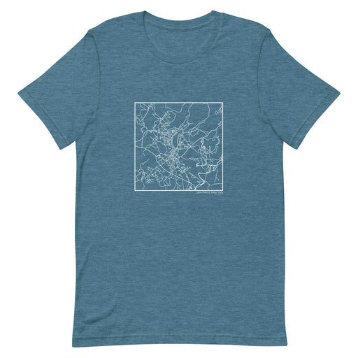 Lake Placid New York  Map Unisex T-Shirt with City inscription in Heather Teal
