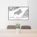 24x36 Lake Quinault Washington Map Print Lanscape Orientation in Classic Style Behind 2 Chairs Table and Potted Plant