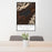 24x36 Lake Quinault Washington Map Print Portrait Orientation in Ember Style Behind 2 Chairs Table and Potted Plant