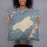 Person holding 18x18 Custom Lake Quinault Washington Map Throw Pillow in Afternoon