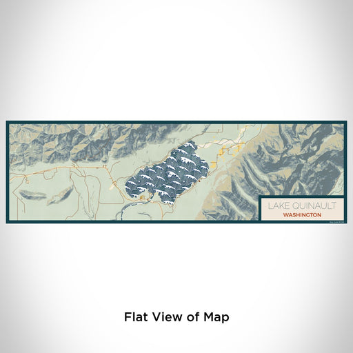 Flat View of Map Custom Lake Quinault Washington Map Enamel Mug in Woodblock