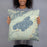 Person holding 18x18 Custom Lake Quinault Washington Map Throw Pillow in Woodblock