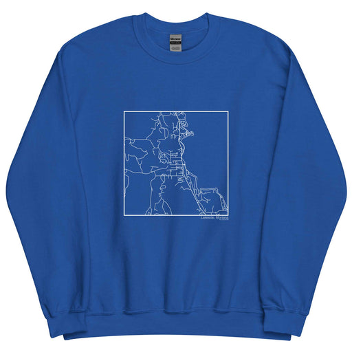 Lakeside Montana  Map Unisex Crewneck Sweater with City inscription in Royal Blue