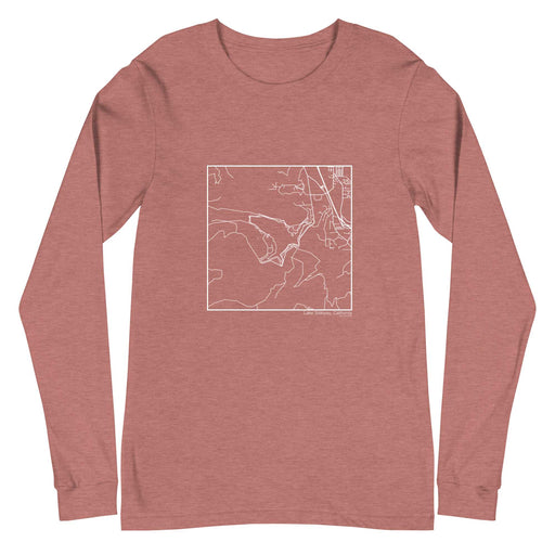 Lake Siskiyou California  Map Unisex Long-Sleeve T-shirt with City inscription in Heather Mauve