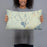 Person holding 20x12 Custom Lakes Region Maine Map Throw Pillow in Woodblock