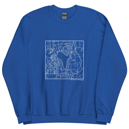 Lake Stevens Washington  Map Unisex Crewneck Sweater with City inscription in Royal Blue
