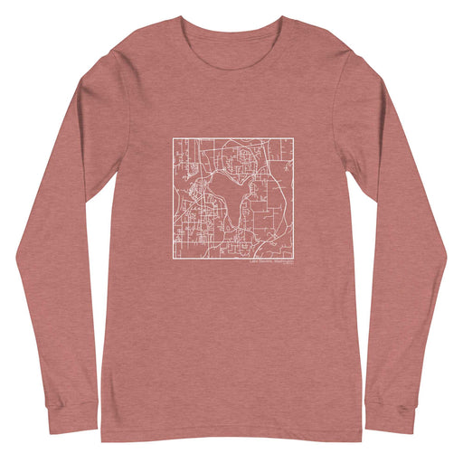 Lake Stevens Washington  Map Unisex Long-Sleeve T-shirt with City inscription in Heather Mauve