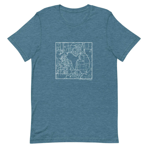 Lake Stevens Washington  Map Unisex T-Shirt with City inscription in Heather Teal