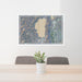 24x36 Lake Tahoe Sierra Nevada Map Print Lanscape Orientation in Afternoon Style Behind 2 Chairs Table and Potted Plant