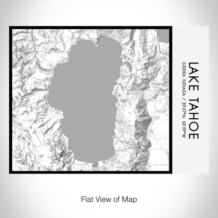 Rendered View of Lake Tahoe Sierra Nevada Map on 20oz Stainless Steel Insulated Bottle with Bamboo Top with printed classic style map