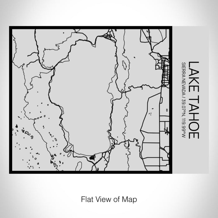 Rendered View of Lake Tahoe Sierra Nevada Map on 20oz Stainless Steel Insulated Bottle with Bamboo Top with printed Tactile Lines Map in Black