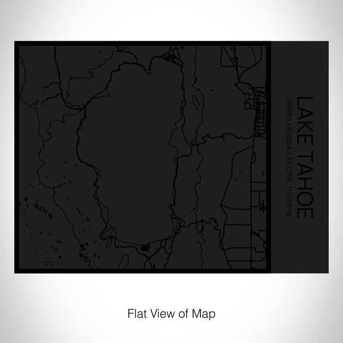 Rendered View of Lake Tahoe Sierra Nevada Map on 20oz Stainless Steel Insulated Bottle with Bamboo Top in Matte Black with printed Tactile Lines Map in Black