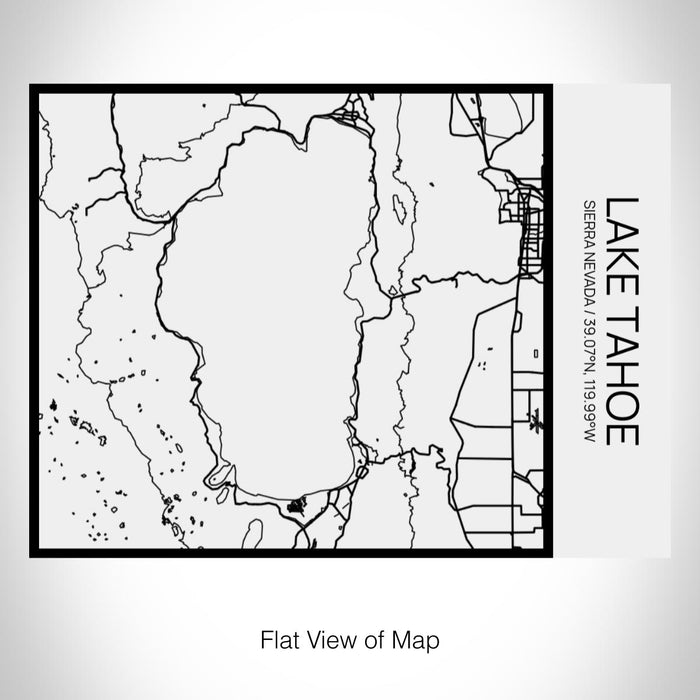Rendered View of Lake Tahoe Sierra Nevada Map on 20oz Stainless Steel Insulated Bottle with Bamboo Top in Matte White with printed Tactile Lines Map in Black