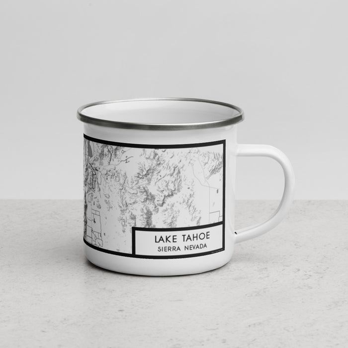 Right View Custom Lake Tahoe Sierra Nevada Map Enamel Mug in Classic