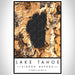 Lake Tahoe Sierra Nevada Map Print Portrait Orientation in Ember Style With Shaded Background