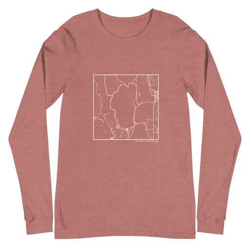 Lake Tahoe Sierra Nevada  Map Unisex Long-Sleeve T-shirt with City inscription in Heather Mauve