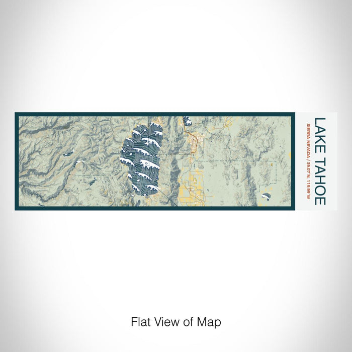 Rendered View of Lake Tahoe Sierra Nevada Map on 10oz Stainless Steel Insulated Cup in Woodblock with Sliding Lid