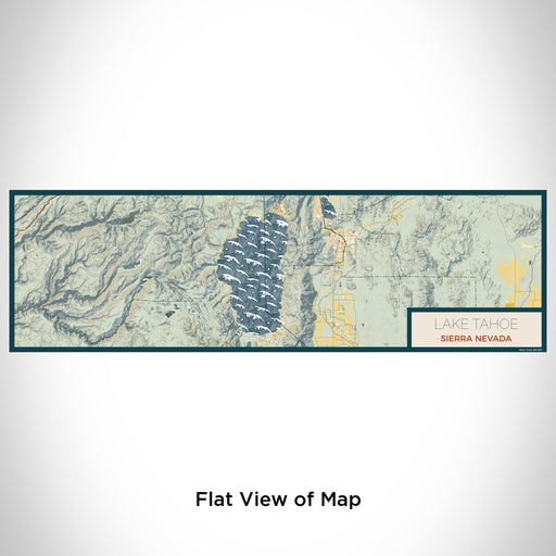 Flat View of Map Custom Lake Tahoe Sierra Nevada Map Enamel Mug in Woodblock