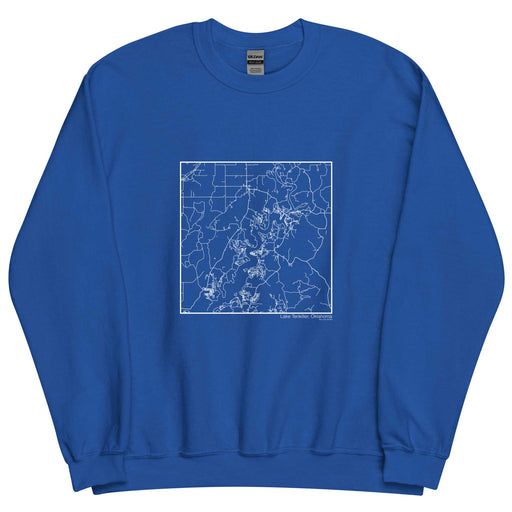 Lake Tenkiller Oklahoma  Map Unisex Crewneck Sweater with City inscription in Royal Blue