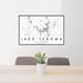 24x36 Lake Texoma Oklahoma Map Print Lanscape Orientation in Classic Style Behind 2 Chairs Table and Potted Plant