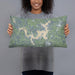 Person holding 20x12 Custom Lake Texoma Oklahoma Map Throw Pillow in Afternoon