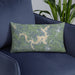 Custom Lake Texoma Oklahoma Map Throw Pillow in Afternoon on Blue Colored Chair