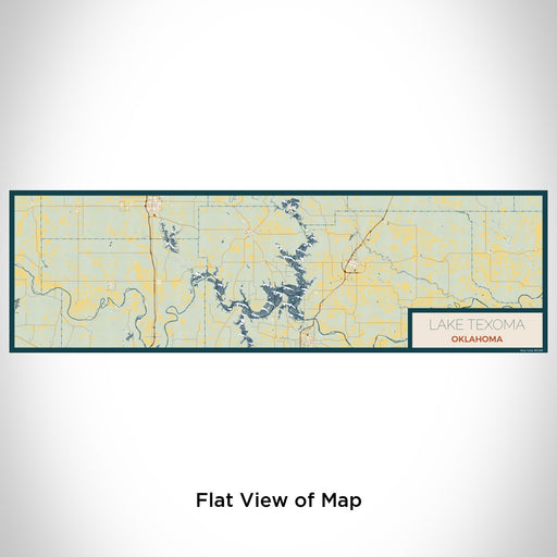 Flat View of Map Custom Lake Texoma Oklahoma Map Enamel Mug in Woodblock