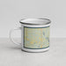 Left View Custom Lake Texoma Oklahoma Map Enamel Mug in Woodblock