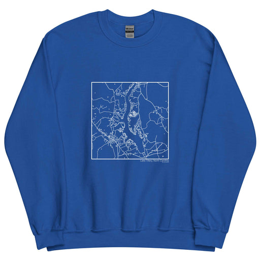 Lake Tillery North Carolina  Map Unisex Crewneck Sweater with City inscription in Royal Blue