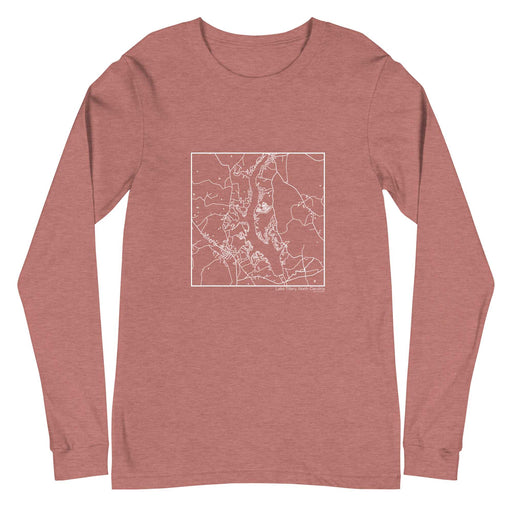 Lake Tillery North Carolina  Map Unisex Long-Sleeve T-shirt with City inscription in Heather Mauve