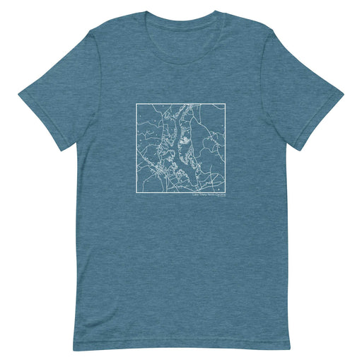 Lake Tillery North Carolina  Map Unisex T-Shirt with City inscription in Heather Teal