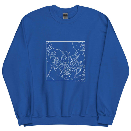 Lake Travis Texas  Map Unisex Crewneck Sweater with City inscription in Royal Blue