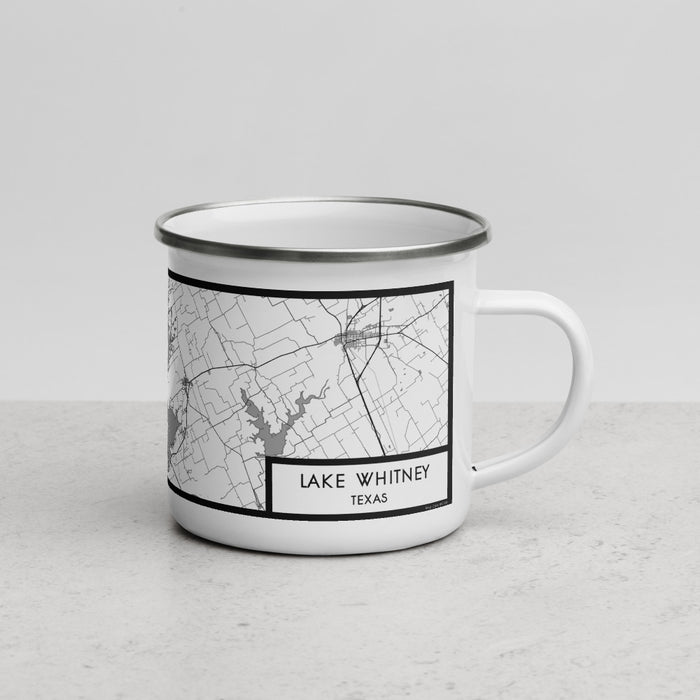 Right View Custom Lake Whitney Texas Map Enamel Mug in Classic