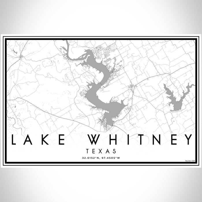 Lake Whitney Texas Map Print Landscape Orientation in Classic Style With Shaded Background