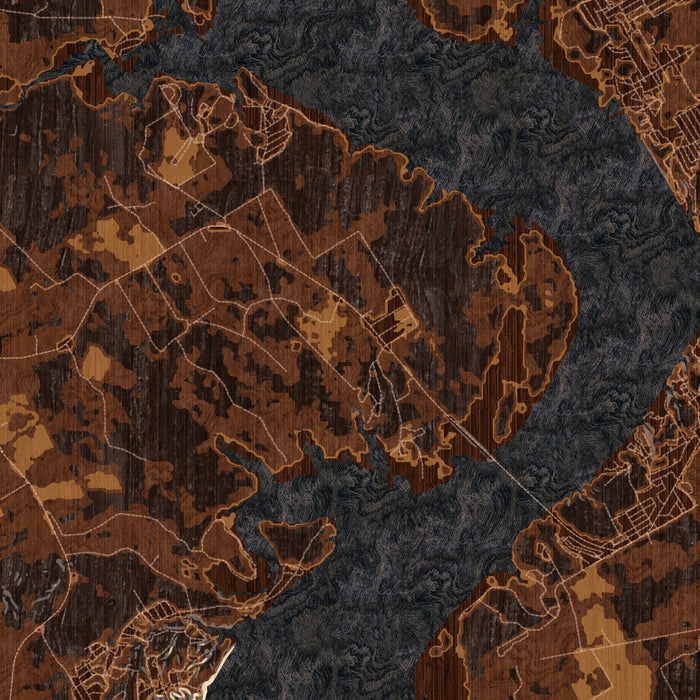 Lake Whitney Texas Map Print in Ember Style Zoomed In Close Up Showing Details