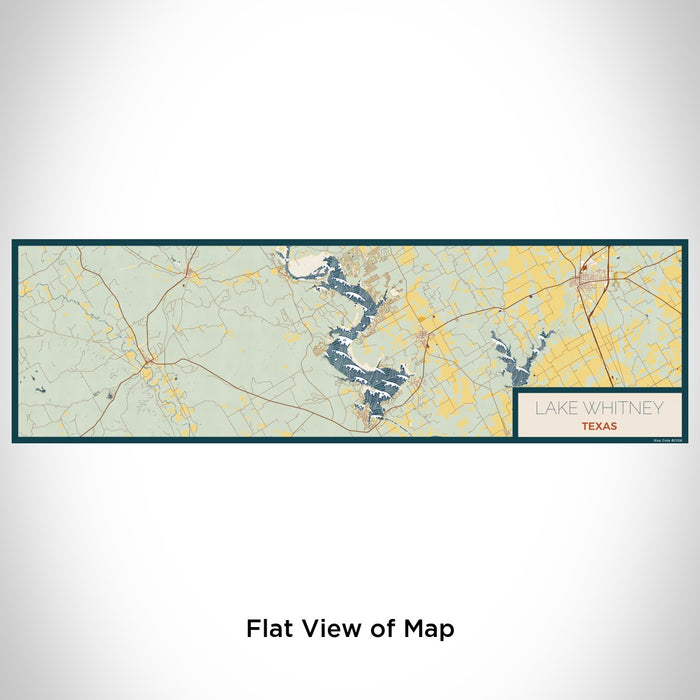 Flat View of Map Custom Lake Whitney Texas Map Enamel Mug in Woodblock