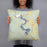 Person holding 18x18 Custom Lake Whitney Texas Map Throw Pillow in Woodblock