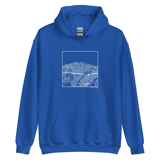 Lakewood Ohio  Map Unisex Hoodie Sweater with City inscription in Royal Blue