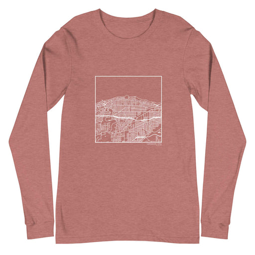 Lakewood Ohio  Map Unisex Long-Sleeve T-shirt with City inscription in Heather Mauve