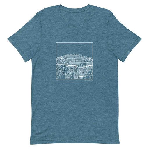 Lakewood Ohio  Map Unisex T-Shirt with City inscription in Heather Teal