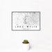 12x18 Lake Wylie Carolinas Map Print Landscape Orientation in Classic Style With Small Cactus Plant in White Planter