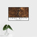 16x24 Lake Wylie Carolinas Map Print Landscape Orientation in Ember Style With Tropical Plant Leaves in Water