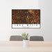 24x36 Lake Wylie Carolinas Map Print Landscape Orientation in Ember Style Behind 2 Chairs Table and Potted Plant