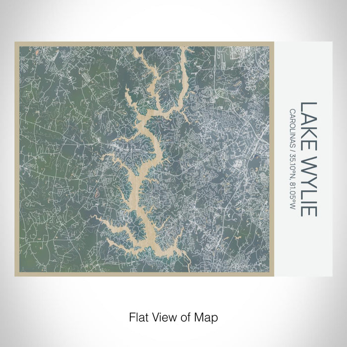 Rendered View of Lake Wylie Carolinas Map on 20oz Stainless Steel Insulated Bottle with Bamboo Top with printed afternoon style map