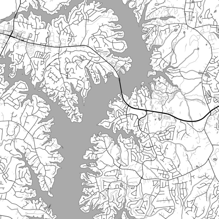 Lake Wylie Carolinas Map Print in Classic Style Zoomed In Close Up Showing Details