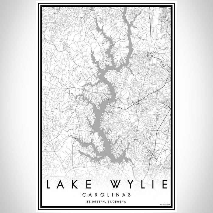 Lake Wylie Carolinas Map Print Portrait Orientation in Classic Style With Shaded Background
