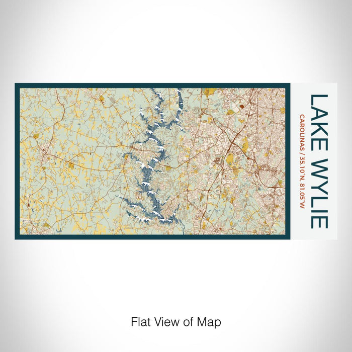 Rendered View of Lake Wylie Carolinas Map on 17oz Stainless Steel Insulated Bottle with printed woodblock style map