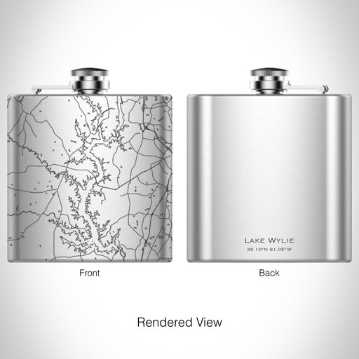 Rendered View of Lake Wylie Carolinas Map on 6oz Stainless Steel Flask