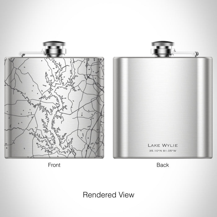 Rendered View of Lake Wylie Carolinas Map on 6oz Stainless Steel Flask